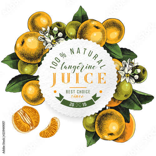 Tangerine juice round emblem