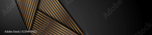 Black abstract corporate banner with bronze lines