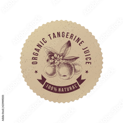 Organic tangerine juice paper emblem