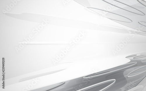 White smooth abstract architectural background. 3D illustration and rendering