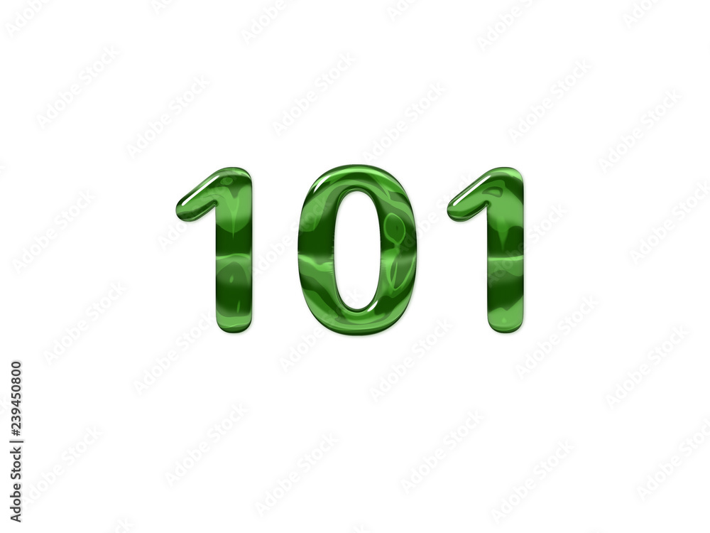 Green Number 101 isolated white background Green Number 101 isolated white background