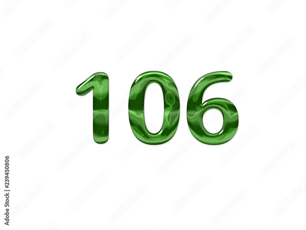 Green Number 106 isolated white background Green Number 106 isolated white background