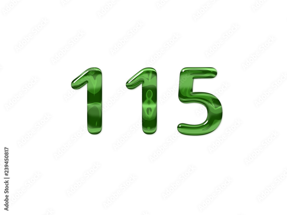 Green Number 115 isolated white background Green Number 115 isolated white background