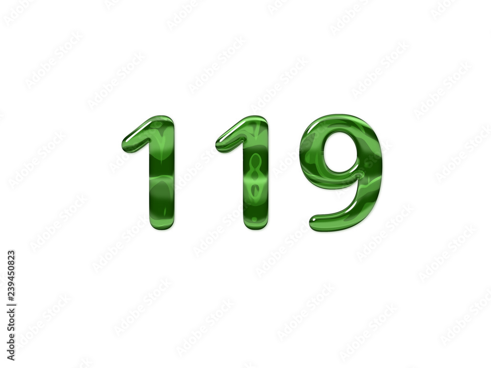 Green Number 119 isolated white background Green Number 119 isolated white background
