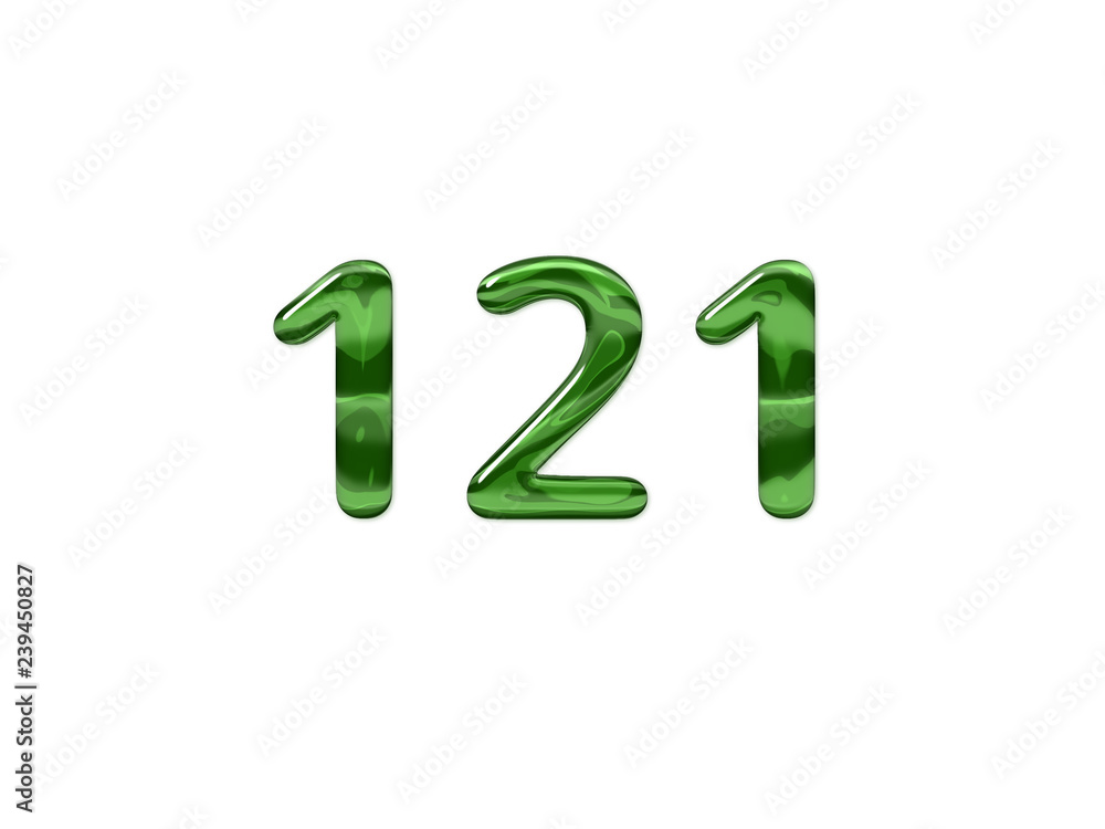 Green Number 121 isolated white background Green Number 121 isolated white background