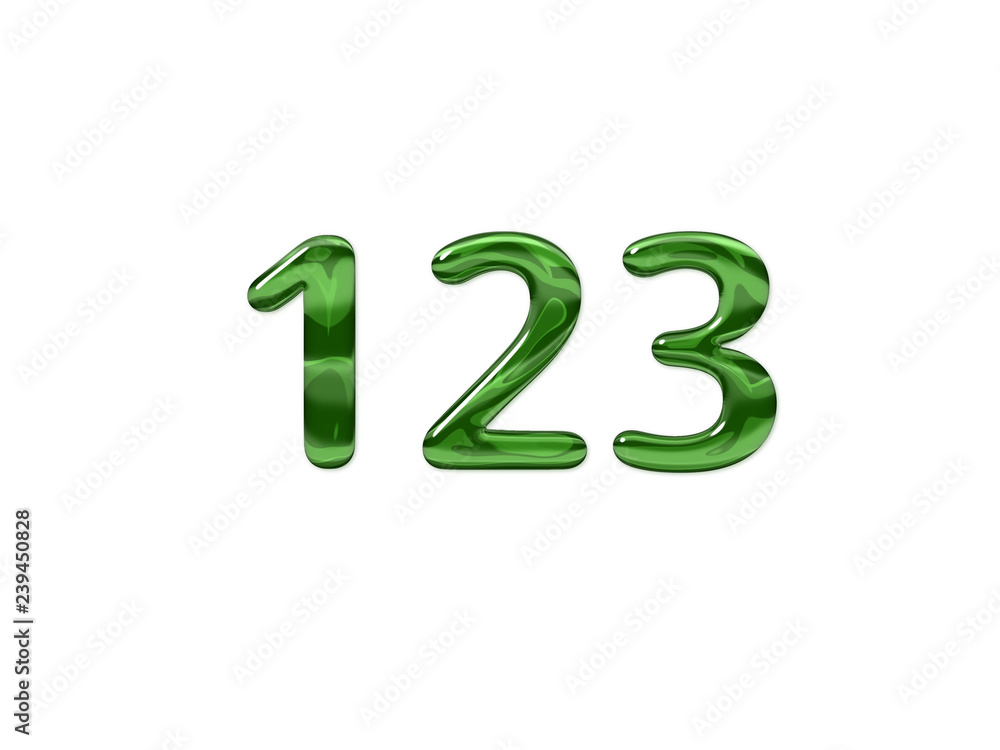 Green Number 123 isolated white background Green Number 123 isolated white background