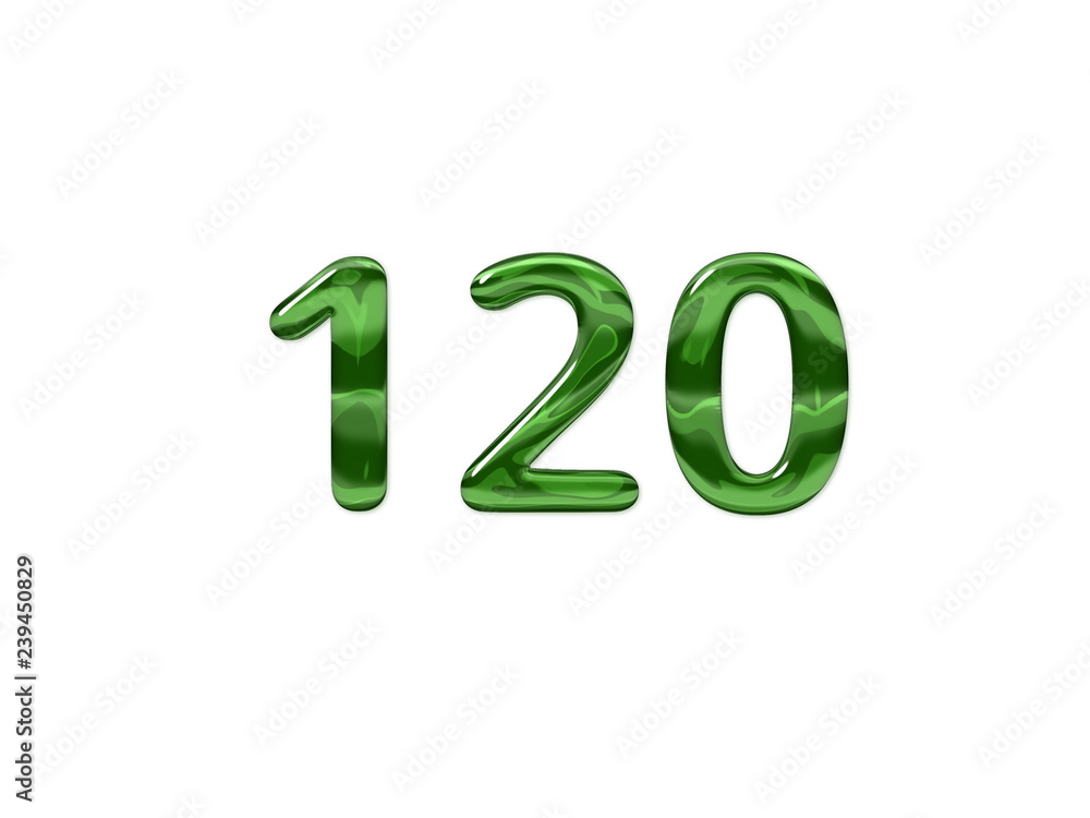 Green Number 120 isolated white background Green Number 120 isolated white background