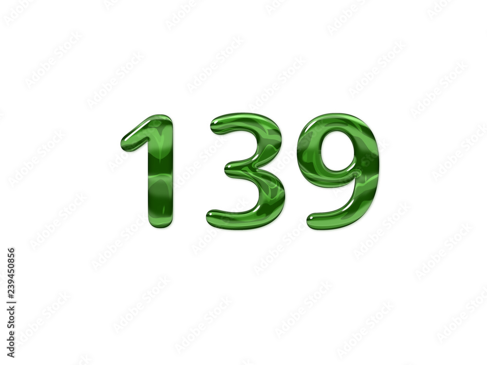 Green Number 139 isolated white background Green Number 139 isolated white background