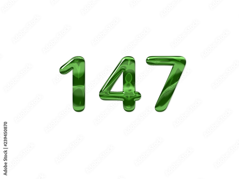Green Number 147 isolated white background Green Number 147 isolated white background
