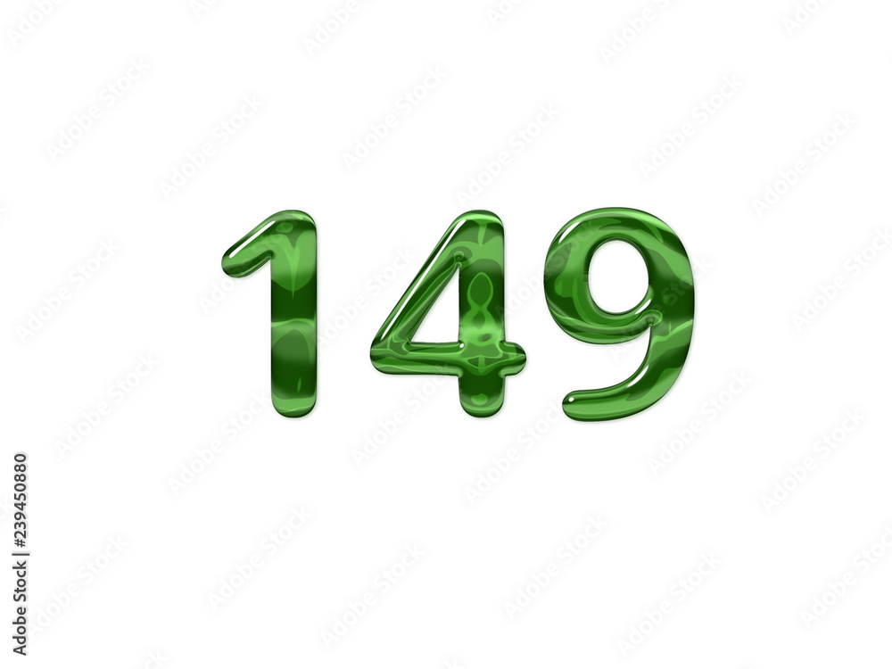 Green Number 149 isolated white background Green Number 149 isolated white background