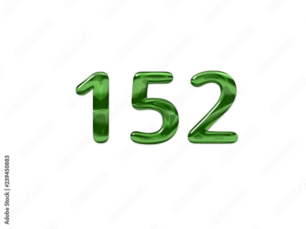 Green Number 152 isolated white background Green Number 152 isolated white background