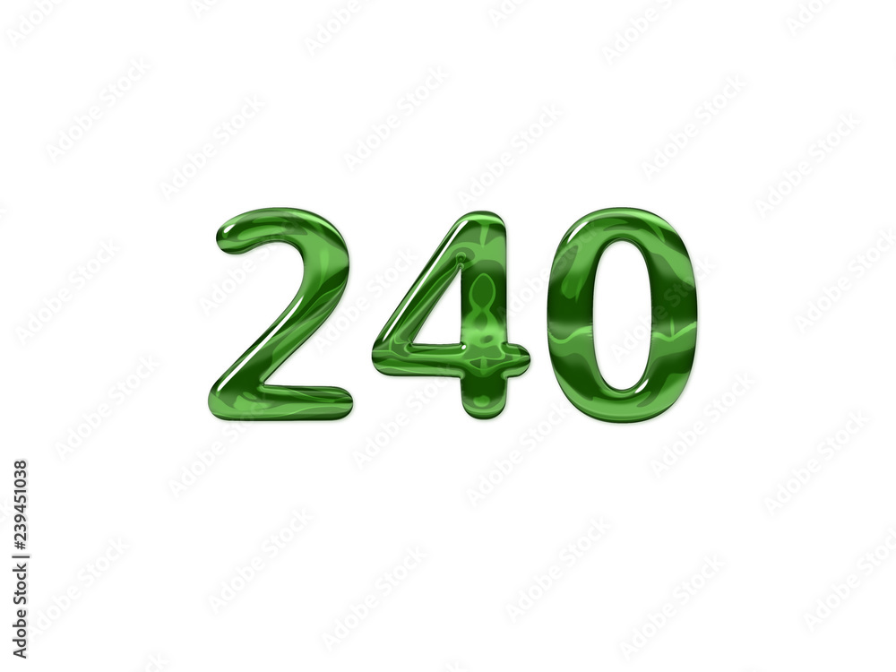 Green Number 240 isolated white background Green Number 240 isolated white background
