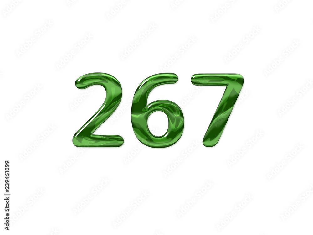 Green Number 267 isolated white background Green Number 267 isolated white background