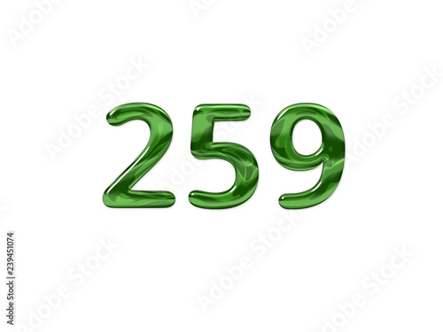 Green Number 259 isolated white background