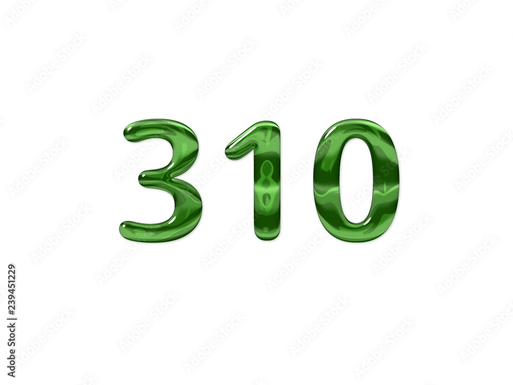 Green Number 310 isolated white background Green Number 310 isolated white background