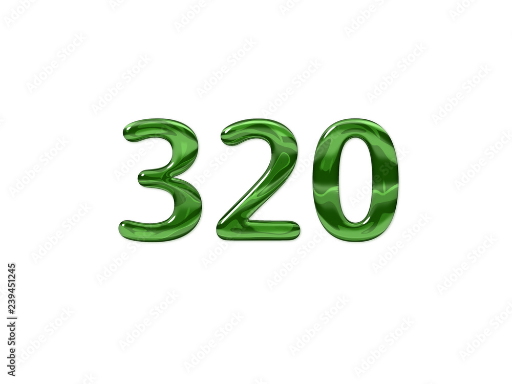 Green Number 320 isolated white background Green Number 320 isolated white background