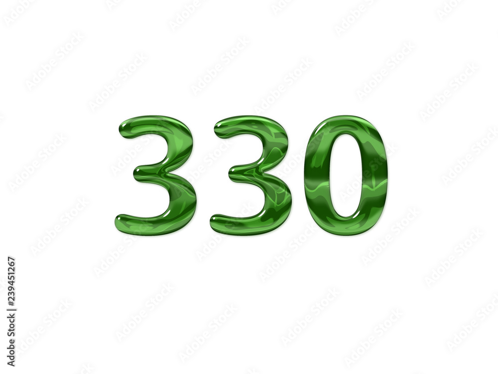 Green Number 330 isolated white background Green Number 330 isolated white background