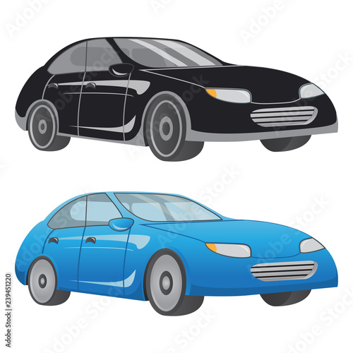 Hand drawn set car sedan abstract vector design concept of blue color.Design element for infographics and leaflets  banners. For shops on car sale.