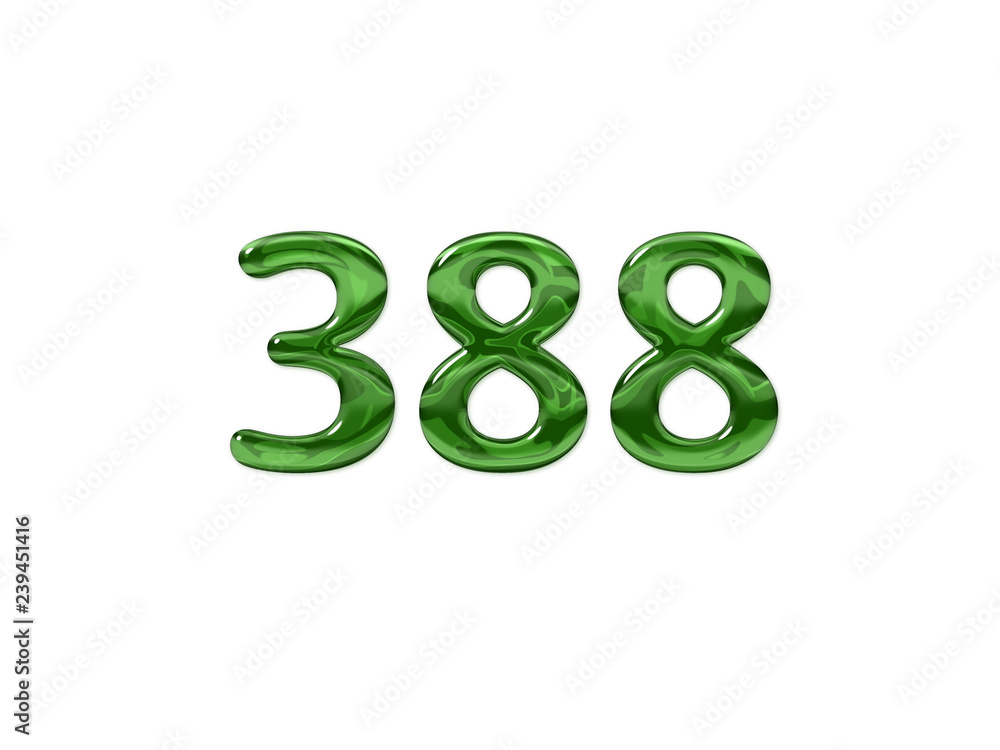 Green Number 388 isolated white background Green Number 388 isolated white background