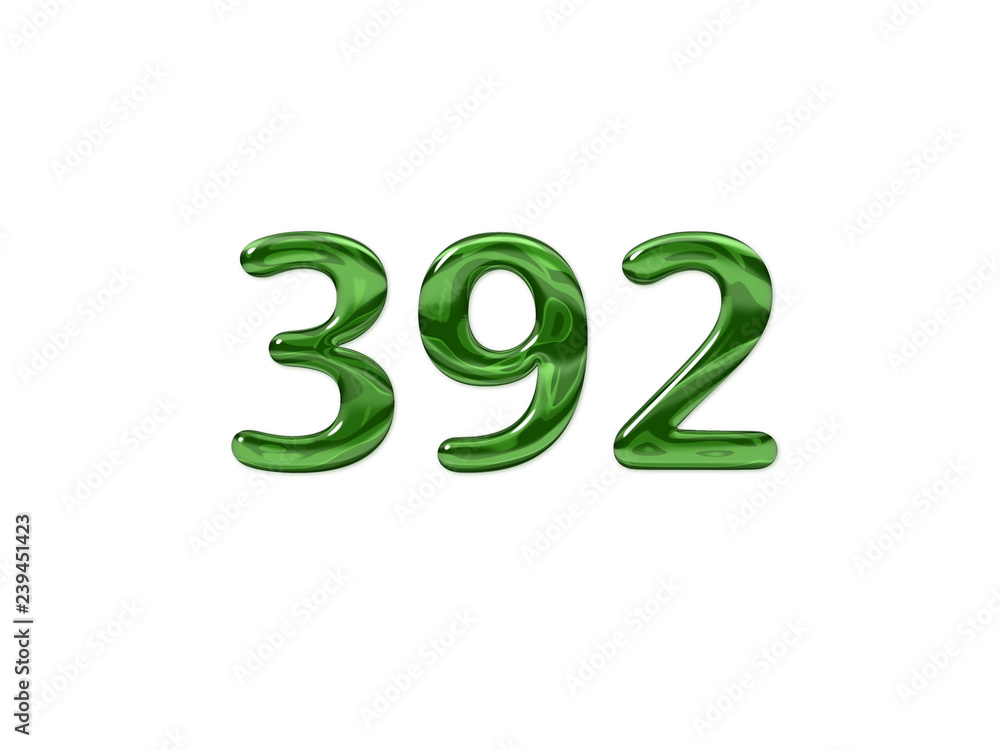 Green Number 392 isolated white background Green Number 392 isolated white background