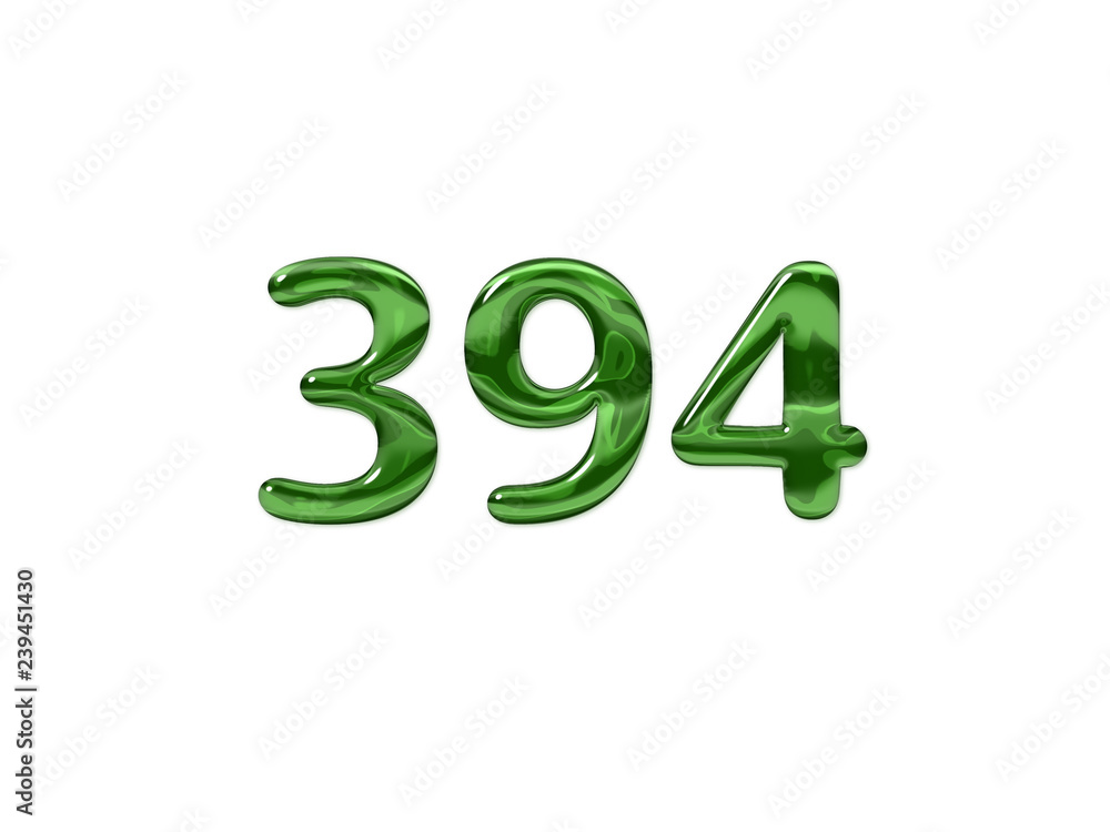 Green Number 394 isolated white background Green Number 394 isolated white background