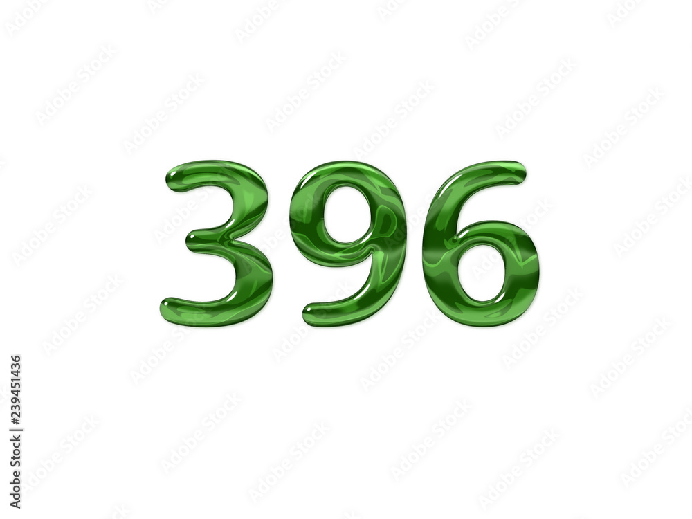 Green Number 396 isolated white background Green Number 396 isolated white background