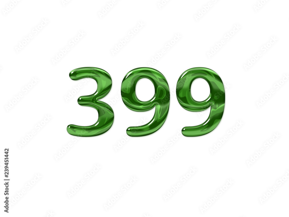 Green Number 399 isolated white background Green Number 399 isolated white background