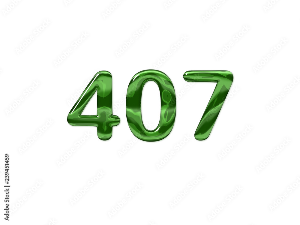 Green Number 407 isolated white background Green Number 407 isolated white background