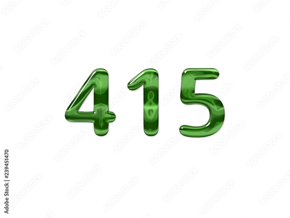 Green Number 415 isolated white background Green Number 415 isolated white background
