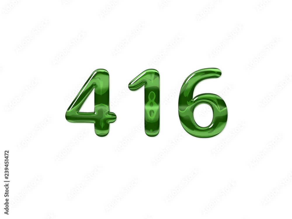 Green Number 416 isolated white background