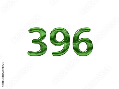 Green Number 396 isolated white background