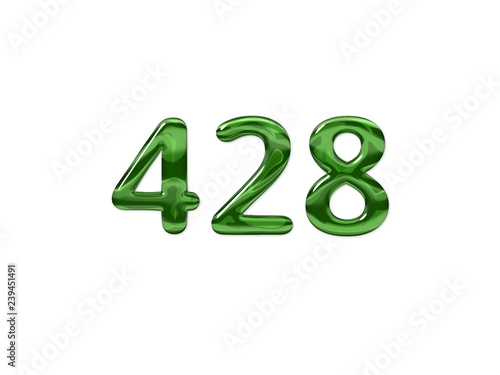 Green Number 428 isolated white background