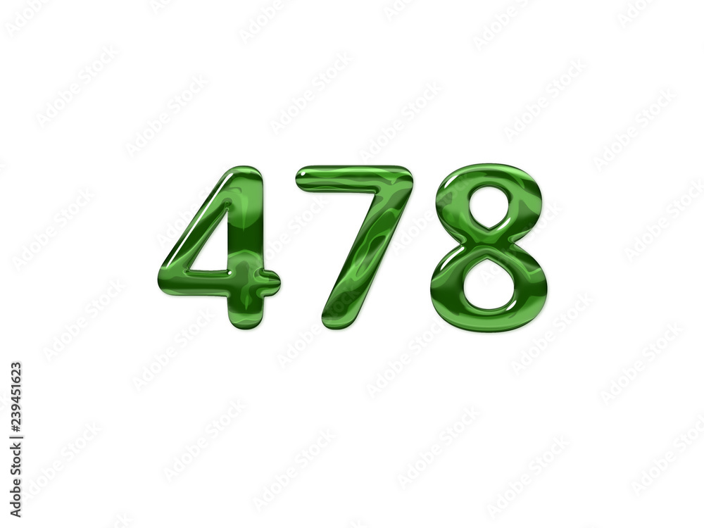 Green Number 478 isolated white background Green Number 478 isolated white background