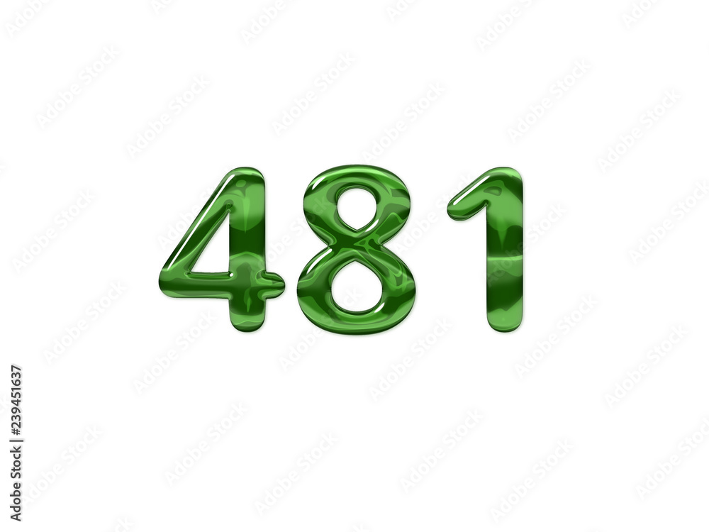 Green Number 481 isolated white background Green Number 481 isolated white background