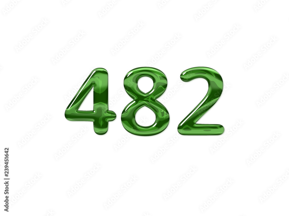Green Number 482 isolated white background Green Number 482 isolated white background