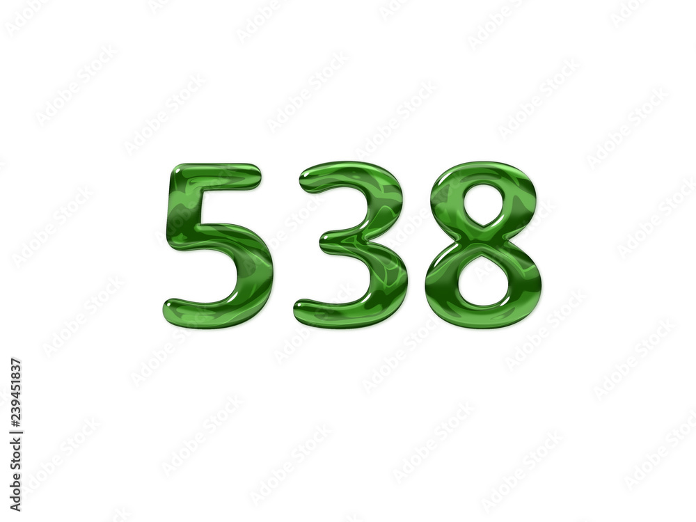 Green Number 538 isolated white background Green Number 538 isolated white background