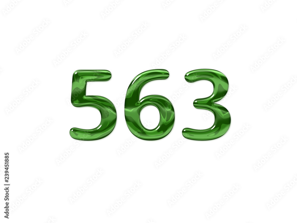 Green Number 563 isolated white background Green Number 563 isolated white background