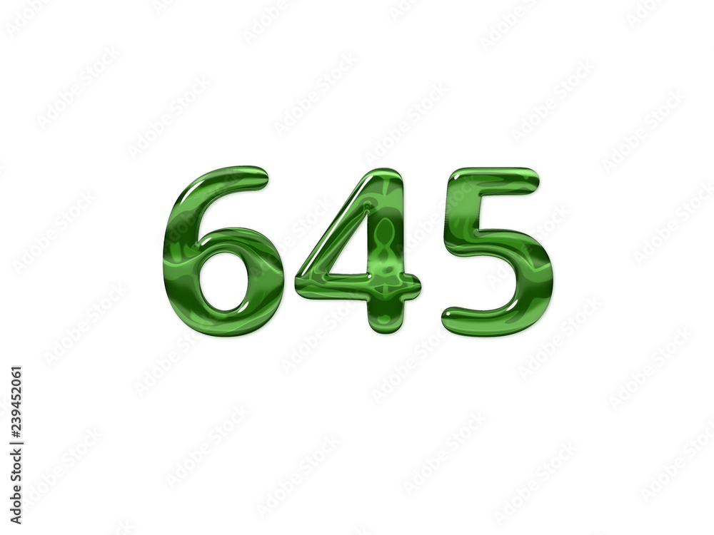 Green Number 645 isolated white background Green Number 645 isolated white background