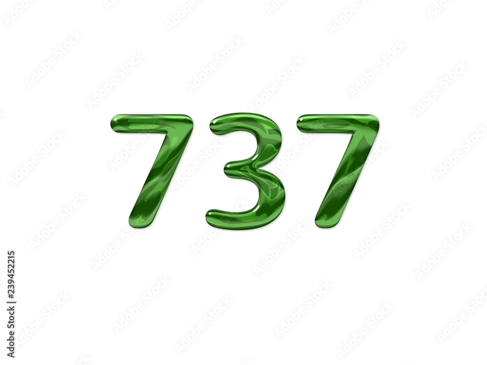 Green Number 737 isolated white background Green Number 737 isolated white background