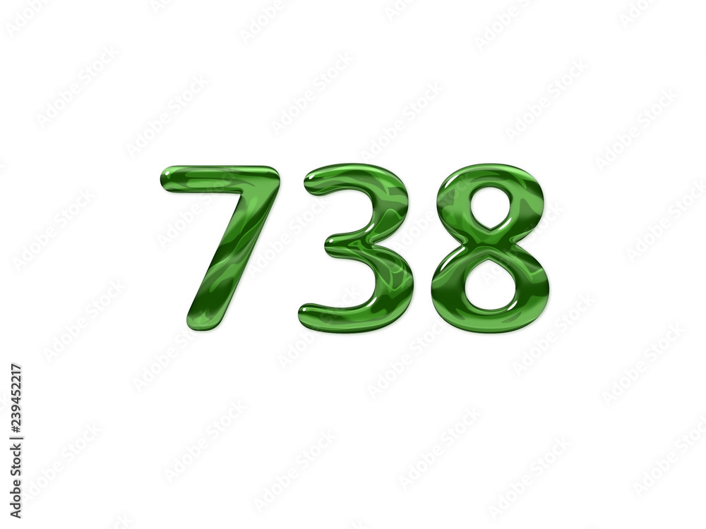 Green Number 738 isolated white background Green Number 738 isolated white background