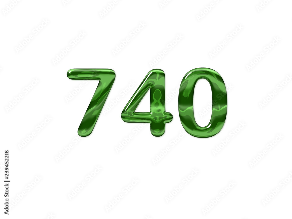 Green Number 740 isolated white background Green Number 740 isolated white background