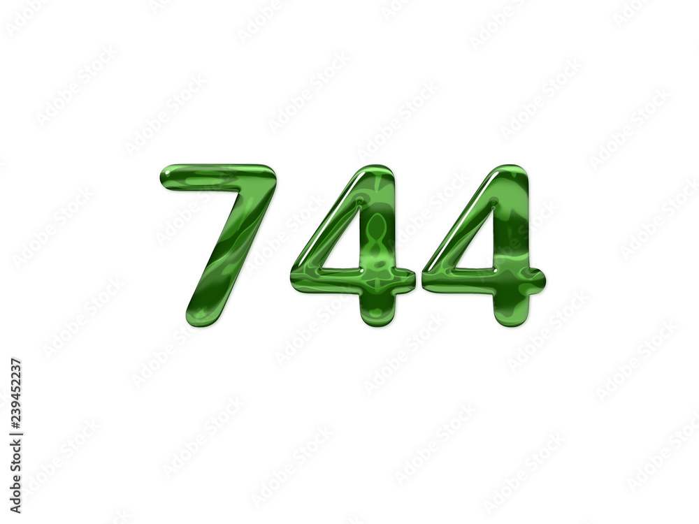 Green Number 744 isolated white background Green Number 744 isolated white background