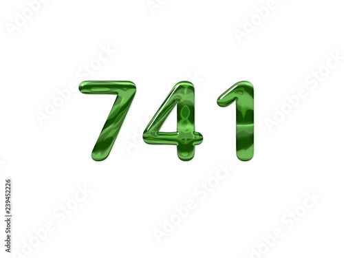 Green Number 741 isolated white background
