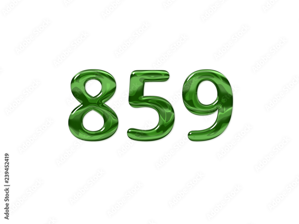 Green Number 859 isolated white background Green Number 859 isolated white background