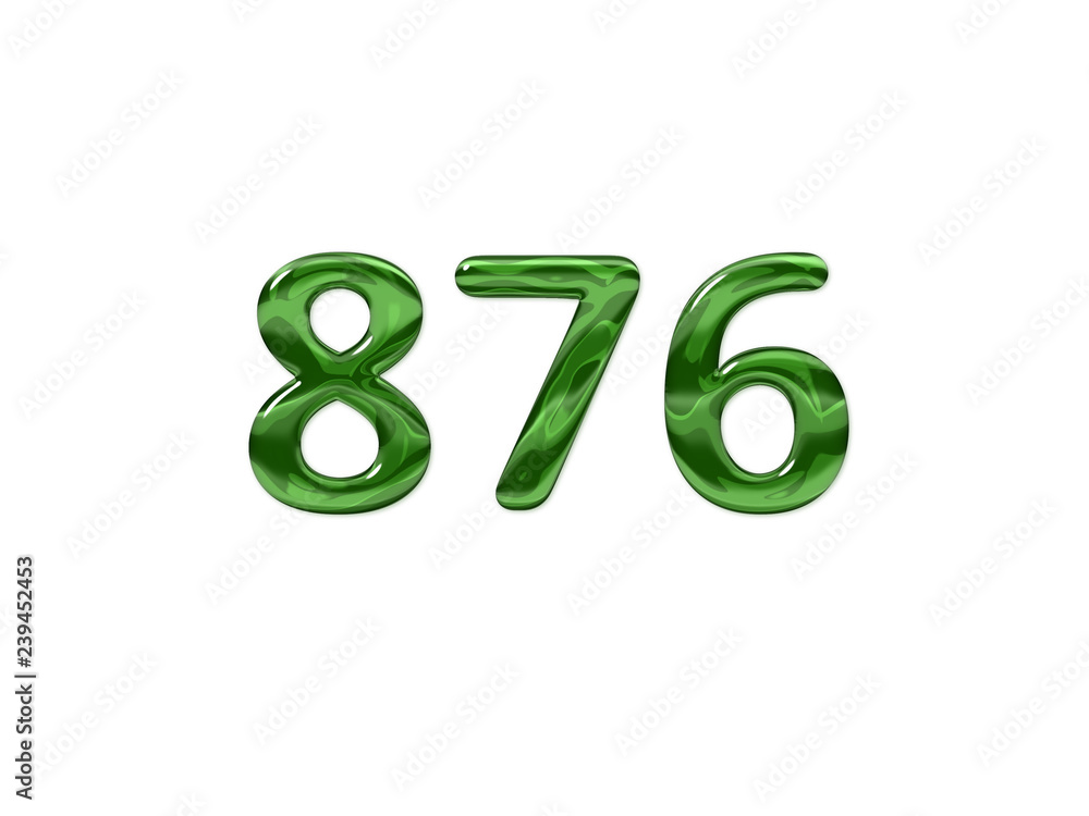 Green Number 876 isolated white background Green Number 876 isolated white background