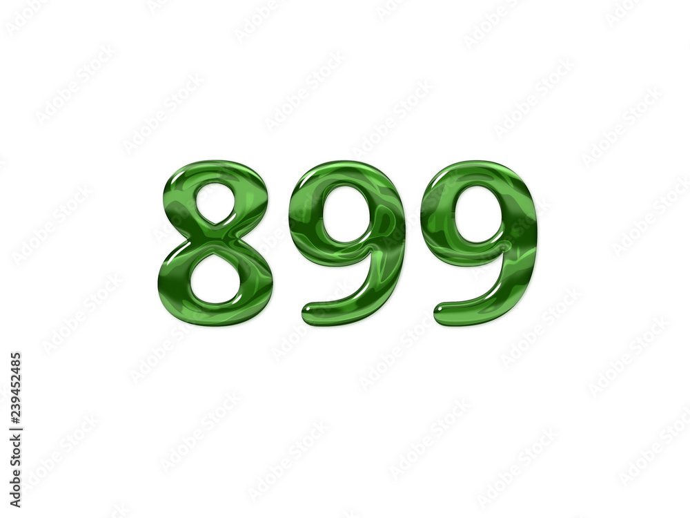 Green Number 899 isolated white background Green Number 899 isolated white background