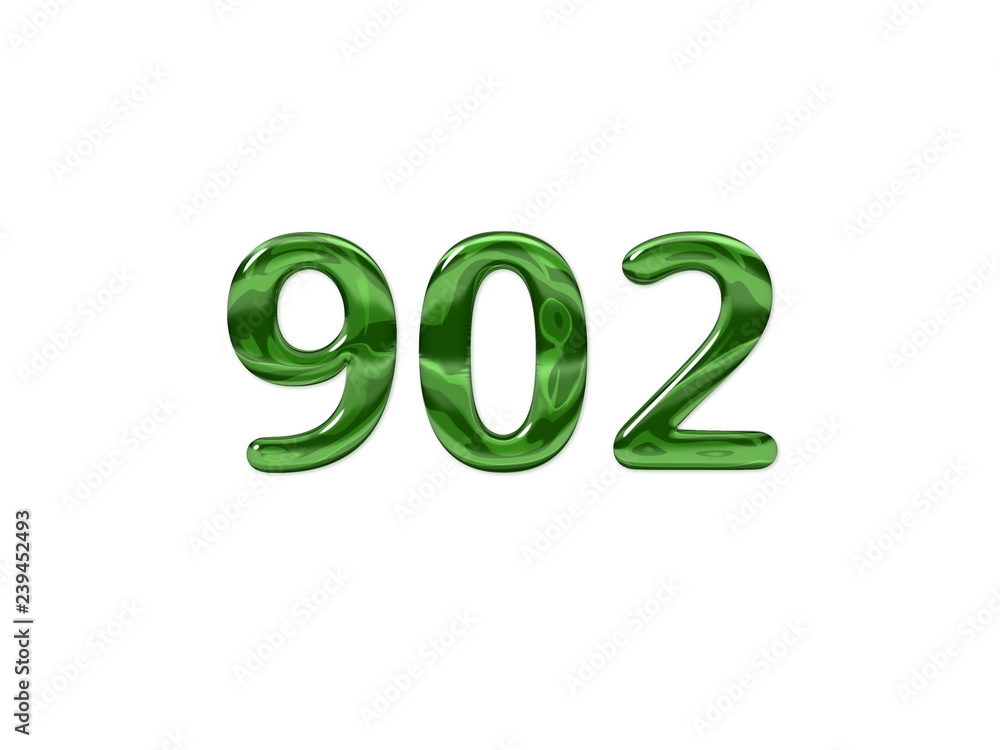 Green Number 902 isolated white background Green Number 902 isolated white background