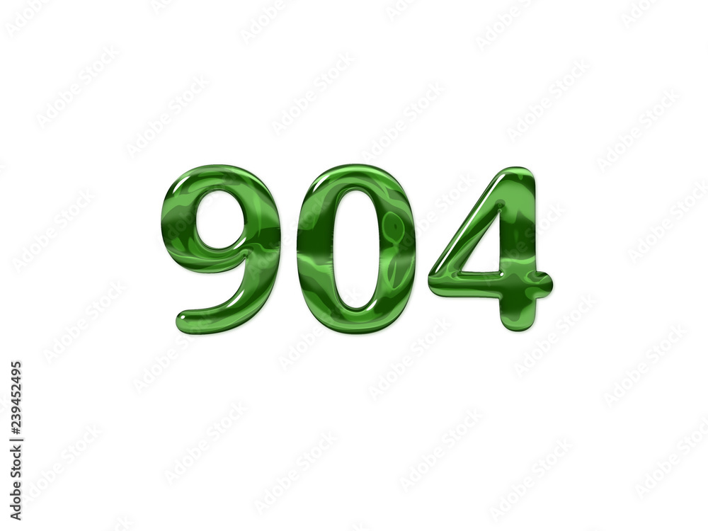 Green Number 904 isolated white background Green Number 904 isolated white background