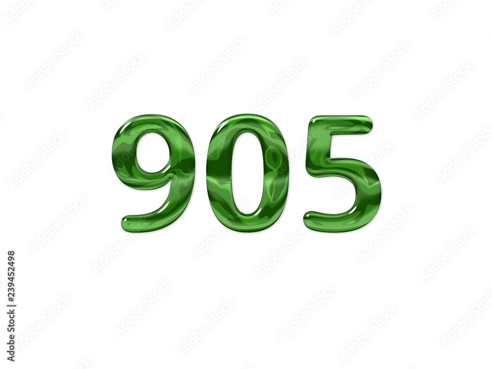 Green Number 905 isolated white background Green Number 905 isolated white background