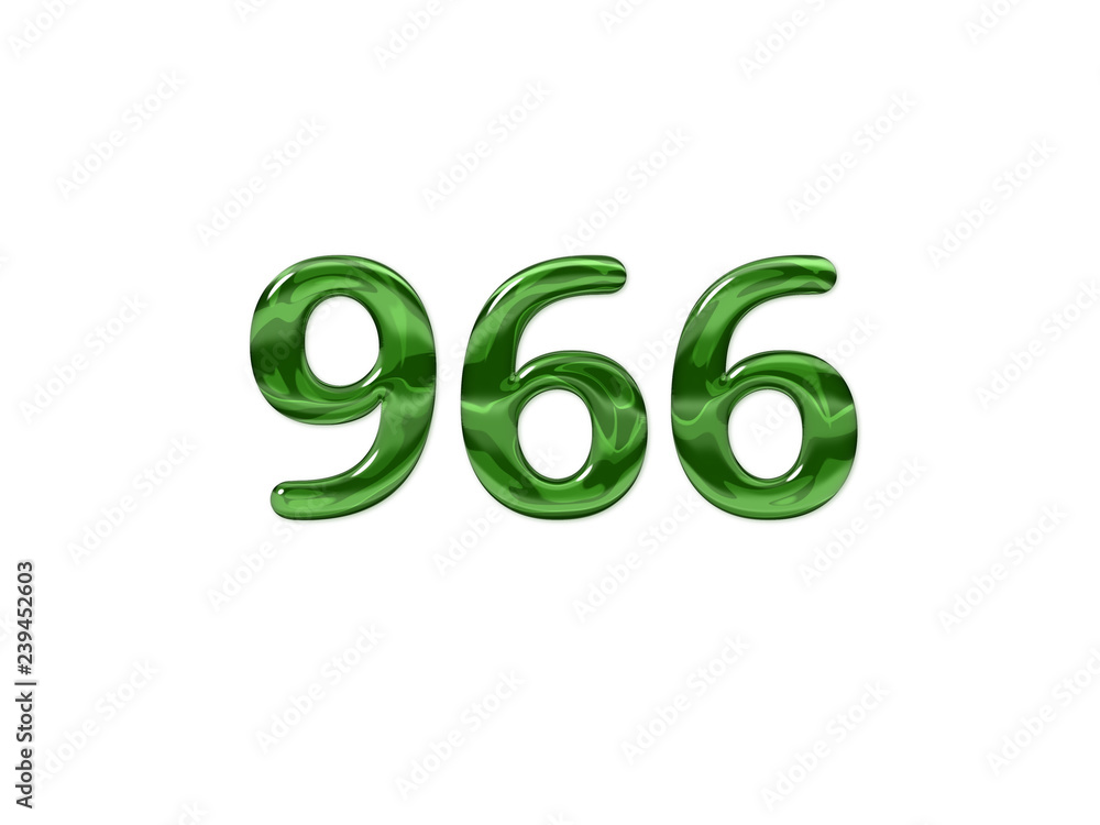 Green Number 966 isolated white background Green Number 966 isolated white background